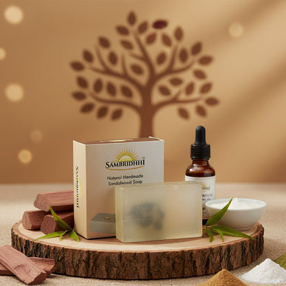 Natural Handcrafted Sandalwood Soap Bar - gentle cleansing handmade soap for daily bath, view 2