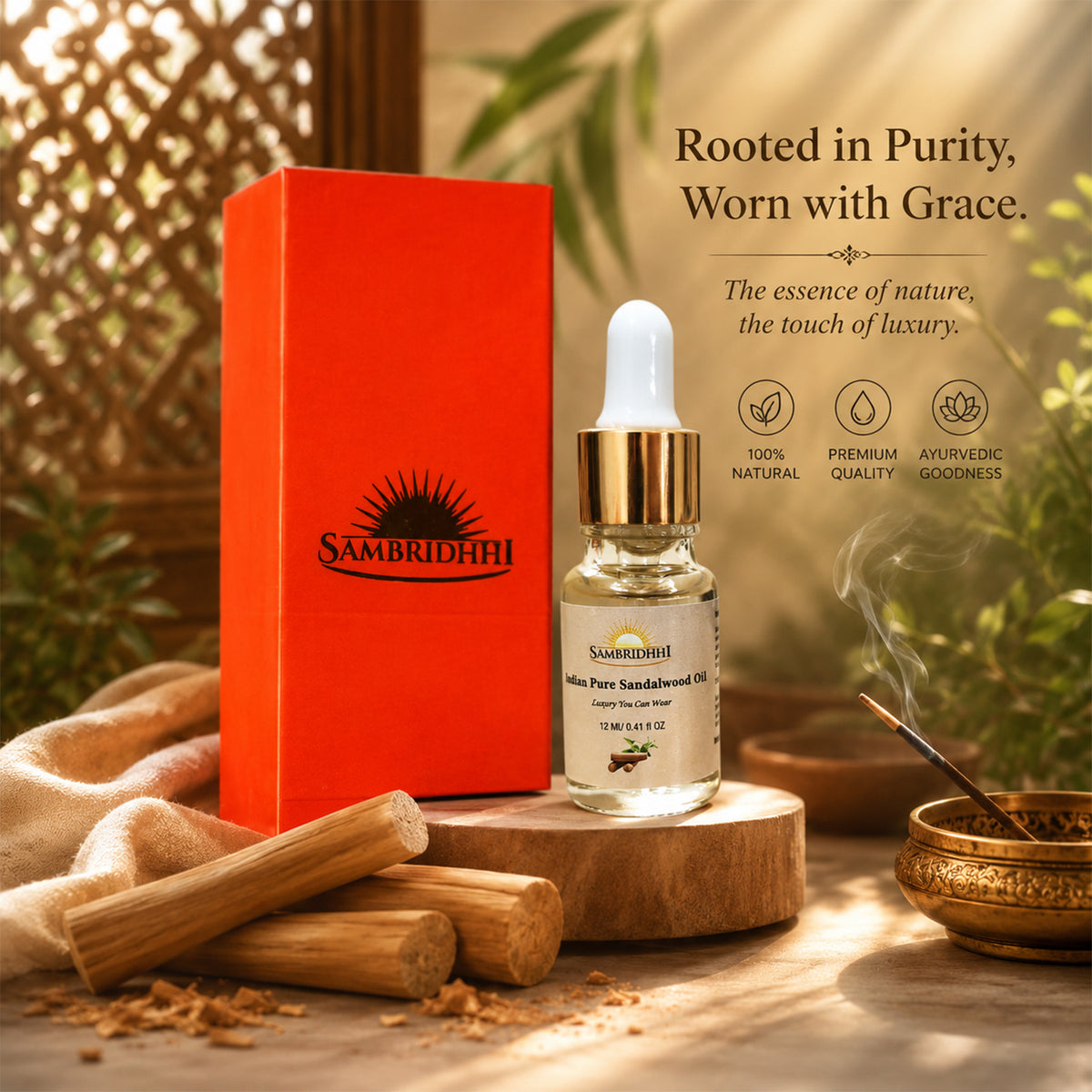 Pure Sandalwood Oil (100% Natural & Ayurvedic Grade)