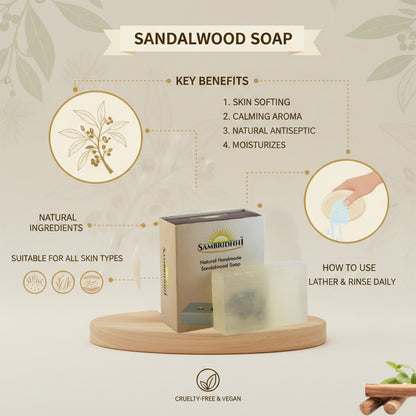 Natural Handcrafted Sandalwood Soap Bar - gentle cleansing handmade soap for daily bath, view 4