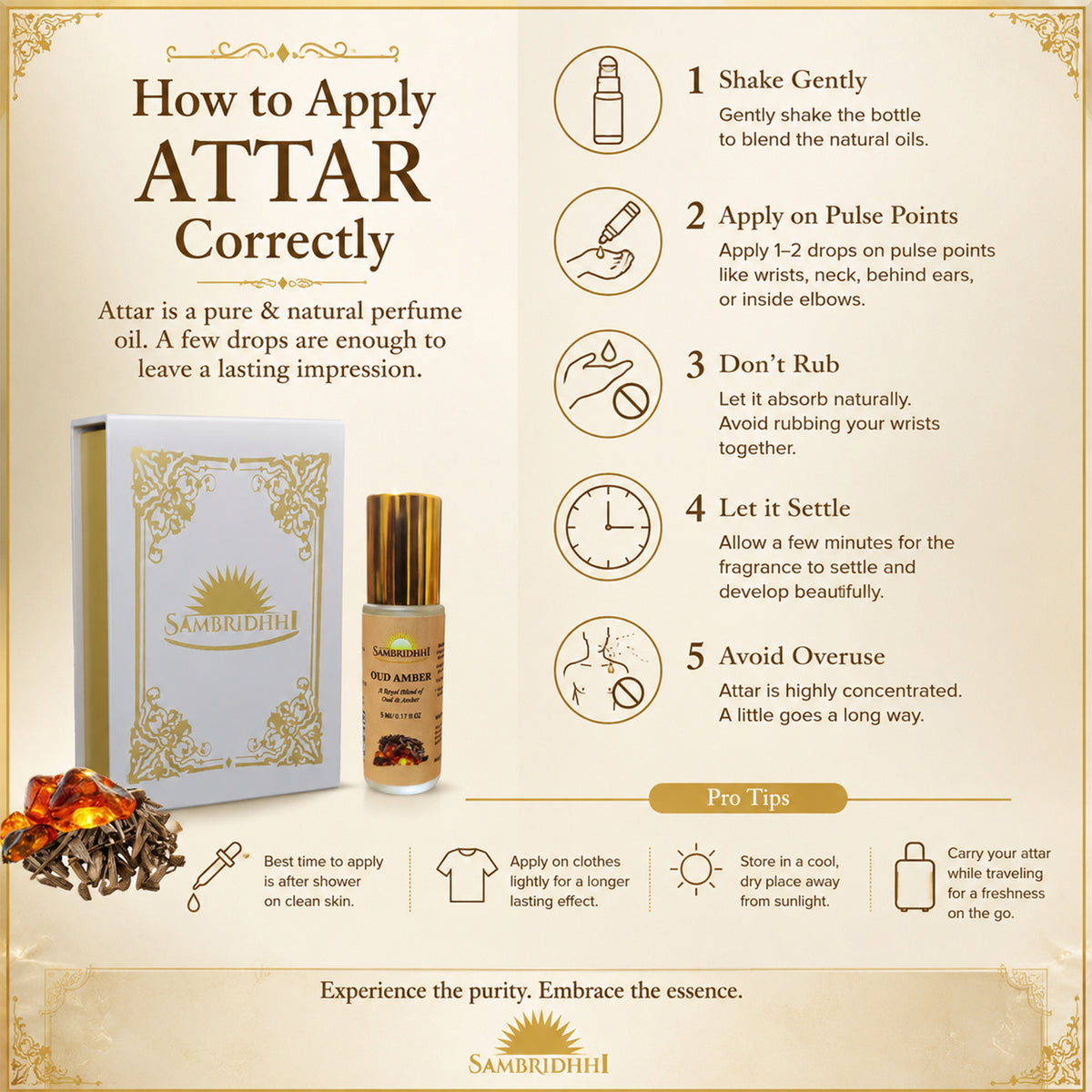 Oud Amber Attar - alcohol-free long-lasting attar perfume oil, view 3