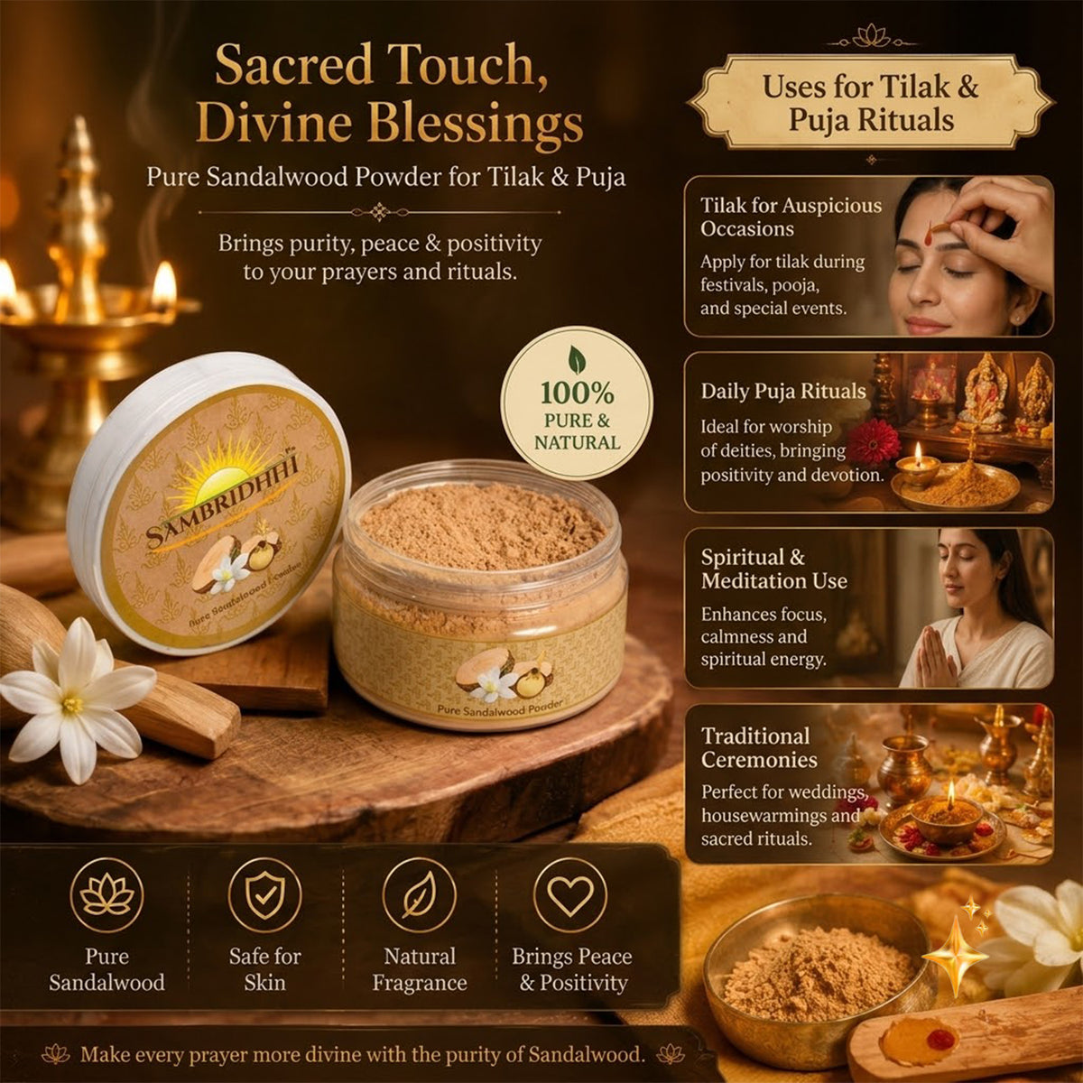 Pure Sandalwood sapwood powder for Puja & Tilak