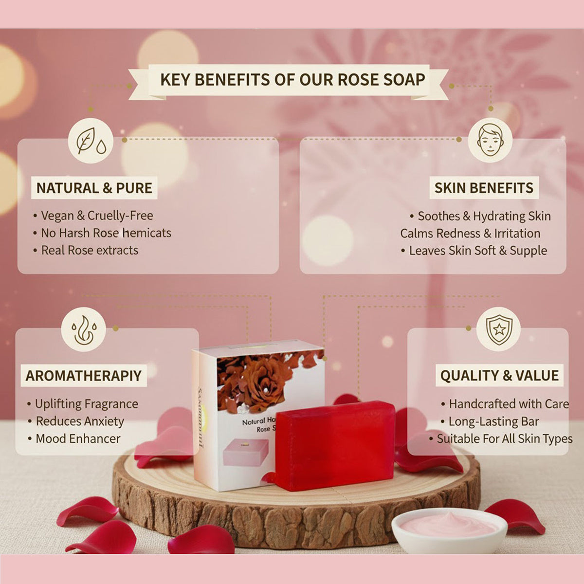 Natural Handcrafted Rose Soap Bar