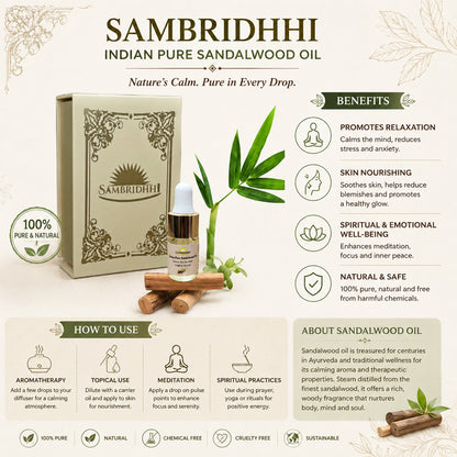 Pure Sandalwood Oil (100% Natural & Ayurvedic Grade)
