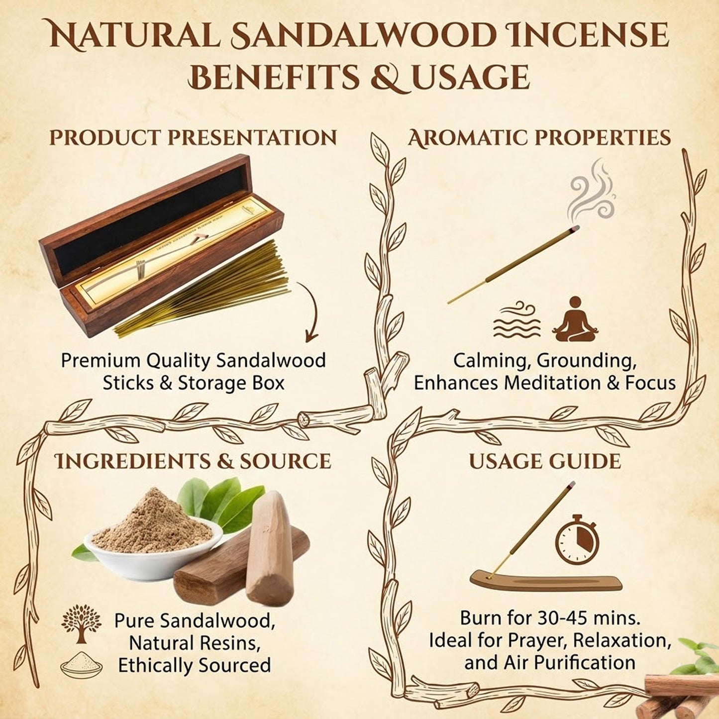 Sandalwood Incense Sticks (Wooden Box)