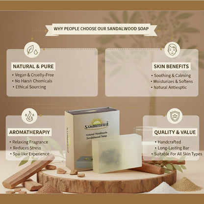 Natural Handcrafted Sandalwood Soap Bar - gentle cleansing handmade soap for daily bath, view 5