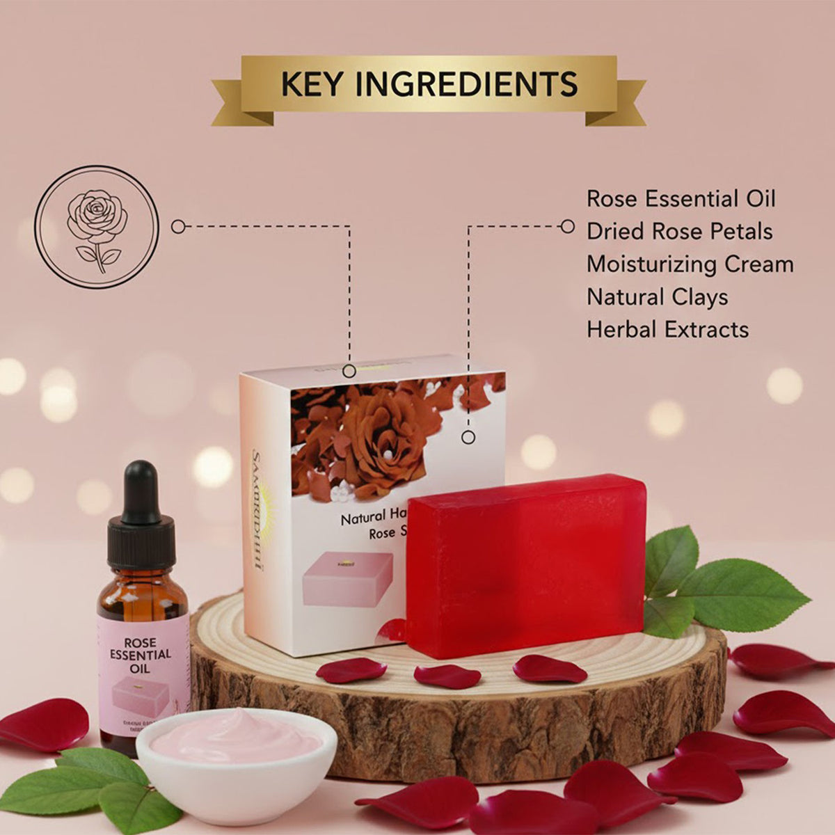 Natural Handcrafted Rose Soap Bar