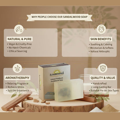 Natural Handcrafted Sandalwood Soap Bar - gentle cleansing handmade soap for daily bath, view 6