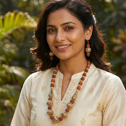 Rudraksha Necklace Set with Earrings